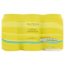 Waitrose Cloudy Lemonade No Added Sugar 6 x 330ml Cans