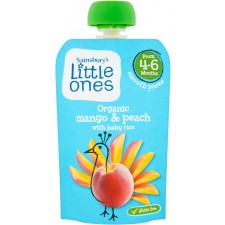 Sainsburys Little Ones Organic Mango and Peach Smooth Puree 4mth+ 100g