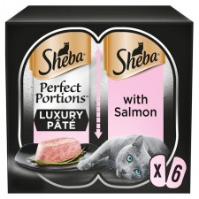 Sheba Perfect Portions Adult Wet Cat Food Trays Salmon in Pate 6 x 37.5g